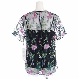 Grace Class 18SS フラワー刺繍チュールトップ ブラウス プルオーバー シアー シースルー ボタニカル刺繍 ペチコート付き 半袖 36