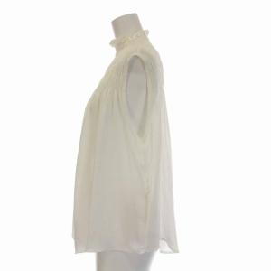Diagram GRACE CONTINENTAL 18AW シャーリングスタンド衿ノースリーブ ブラウス カットソー 36 S M 白 ホワイト