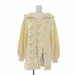 22SS レースアップニットトップ セーター パーカー 長袖 フード 36 S アイボリー 0122143026