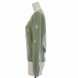 GRACE CONTINENTAL 20AW スターパールニットトップ セーター クルーネック ビジュー 長袖 36 S 薄緑 ミントグリーン