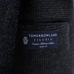 TOMORROWLAND 20AW ラグジュアリーツイード 段返り3Bテーラードジャケット シングル ウール 48 L 紺 ネイビー 61-07-04-07006
