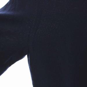 Paul Stuart 17AW エクストラファインスリックウールニットバイカラーポロシャツ 長袖 M 紺 ネイビー 紫