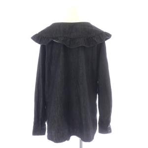 Spick&Span 5 1/2 21AW ダンガリーフリルブラウス シャツ 長袖 ラウンドカラー F 黒 ブラック 21051200212030