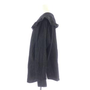 Spick&Span 5 1/2 21AW ダンガリーフリルブラウス シャツ 長袖 ラウンドカラー F 黒 ブラック 21051200212030