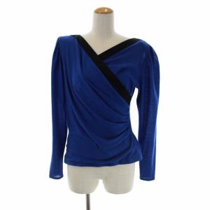 ヴィンテージ カットソー カシュクール プルオーバー 長袖 バイカラー ウール M 青 ブルー 黒 ブラック