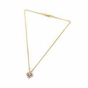 GIVENCHY ネックレス ペンダント Gロゴ スクエア ストーン クリスタル ゴールド クリア