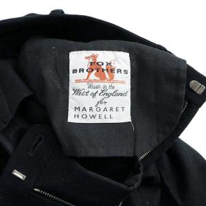MARGARET HOWELL FOX BROTHERS スラックス パンツ ウール ジップフライ 1 S 黒 ブラック