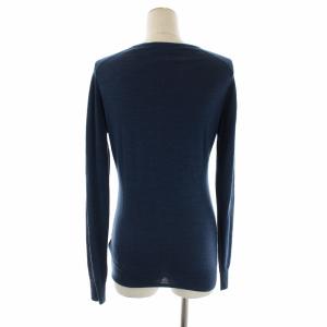 JOHN SMEDLEY ニットカーディガン 長袖 クルーネック ウール M 紺 ネイビー