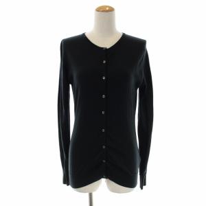 ニットカーディガン 長袖 クルーネック ウール M 黒 ブラック