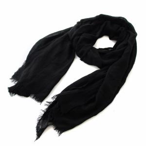 ストール マフラー カットオフ カシミヤ混 黒 ブラック