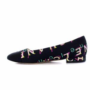 CHANEL ココマーク パンプス ローヒール チャンキーヒール スクエアトゥ ロゴ 37C 黒 G34785