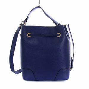 FURLA ステイシー ハンドバッグ ショルダーバッグ 巾着 2WAY レザー 紺 ネイビー