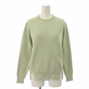 12Gコットン ニット カットソー インレイ編み クルーネック プルオーバー 長袖 1 S ミントグリーン