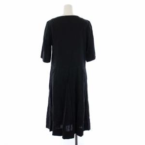 MARGARET HOWELL リネンワンピース 五分袖 ロング 麻 1 S 黒 ブラック