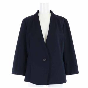近年モデル ノーカラージャケット 七分袖 11 L 紺 ネイビー