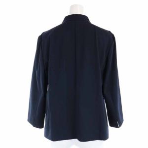 Leilian 近年モデル ノーカラージャケット 七分袖 11 L 紺 ネイビー