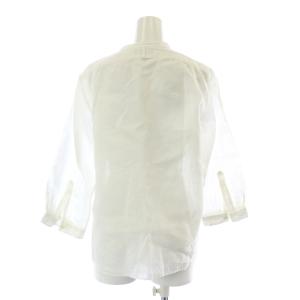MARGARET HOWELL ブラウス シャツ 七分袖 ノーカラー シアー シースルー 麻 リネン 2 M 白 ホワイト