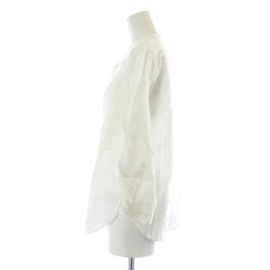 MARGARET HOWELL ブラウス シャツ 七分袖 ノーカラー シアー シースルー 麻 リネン 2 M 白 ホワイト