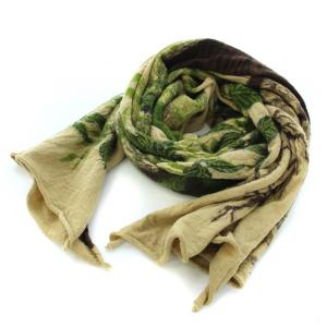 ストール マフラー 大判 総柄 ベージュ 茶 ブラウン