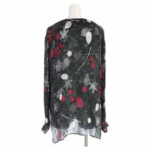 Theory 18SS FLUID PRINT KIMLY TN ブラウス Vネック プルオーバー 花柄 長袖 S 黒 ブラック