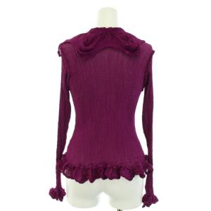 me ISSEY MIYAKE ブラウス シャツ ビッグカラー 長袖 プリーツ シアー フリル 紫 パープル