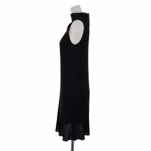 PLEATS PLEASE ISSEY MIYAKE イッセイミヤケ プリーツノースリーブワンピース ひざ丈 ハイネック 3 L 黒 ブラック