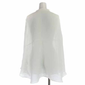 me ISSEY MIYAKE ブラウス シャツ バンドカラー シアー シースルー 長袖 白 ホワイト