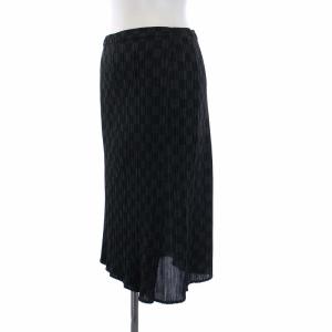 PLEATS PLEASE ISSEY MIYAKE イッセイミヤケ プリーツスカート ひざ丈 ブロックチェック イージー フェイクラップ 2 グレー 黒
