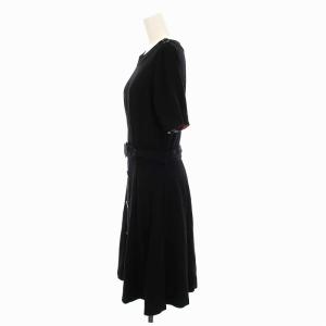 BLUE LABEL CRESTBRIDGE 19SS ワンピース ひざ丈 半袖 ベルト付き 38 M 黒 ブラック