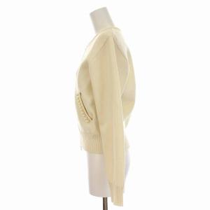 M'S GRACY カーディガン ニット ジップアップ パール装飾 カメリアWジップ 38 M 白 アイボリー MK-118113