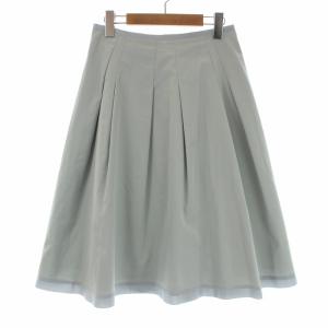M'S GRACY タックフレアスカート バックリボン ひざ丈 38 M 水色 ライトブルー