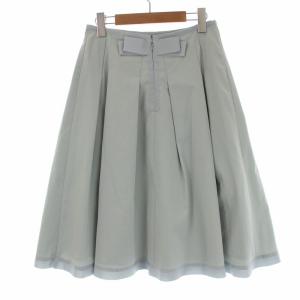 M'S GRACY タックフレアスカート バックリボン ひざ丈 38 M 水色 ライトブルー