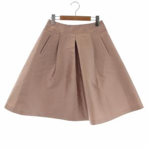 フレアスカート ひざ丈 絹混 シルク混 38 M くすみピンク