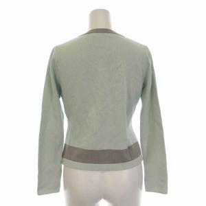 René basic カーディガン ニット クルーネック 長袖 34 XS ライトミントグリーン グレー