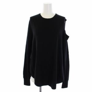 20AW WASHABLE WOOL OPEN SHOULDER PO ニット セーター 長袖 クルーネック ウール S 黒
