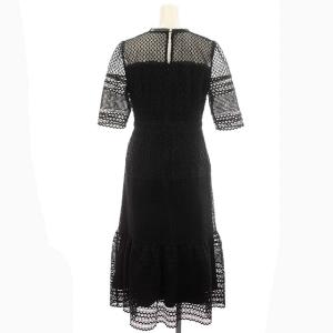 CELFORD 21AW ワンピース カットワークレース ロング シースルー 半袖 36 S 黒 ブラック