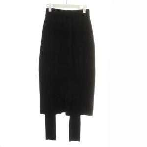 nagonstans 20SS レイヤードスカート ミモレ ロング レギンス付き コットン カシミヤ混 38 M 黒 ブラック 470DS871-7030