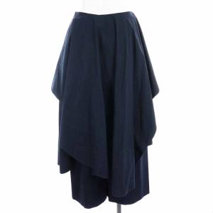 ENFOLD 19SS ストレッチコットン レイヤードワイドパンツ ロング 38 M 紺 ネイビー