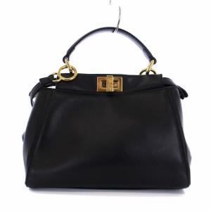 FENDI ミニ ピーカブー ナッパレザー アイコニックスモール ハンドバッグ ブラック 8BN244