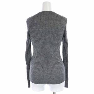 Drawer 18Gリブ クルーネック ロングスリーブ ニット カットソー カシミヤ シルク混 長袖 1 S グレー