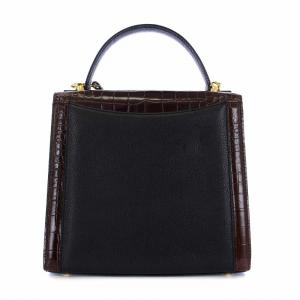 BALLY ハンドバッグ ショルダーバッグ 2WAY クロコ型押しレザー 茶 黒 ブラウン ブラック