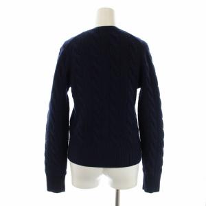 POLO RALPH LAUREN カーディガン ケーブルニット クルーネック 長袖 ワンポイント ウール カシミヤ混 XS 紺 ネイビー