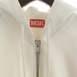DIESEL S-GINN-HOOD-ZIP-IND パーカー スウェット ジップアップ プリント 長袖 M 白 ホワイト