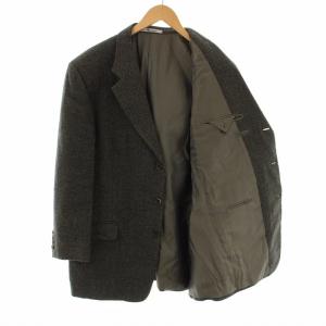 Aquascutum テーラードジャケット シングル 3B ヘリンボーン ウール 102BB6 カーキ