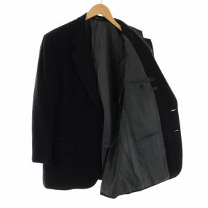 Aquascutum テーラードジャケット シングル 2B ヘリンボーン ウール カシミヤ混 102BB6 黒 ブラック