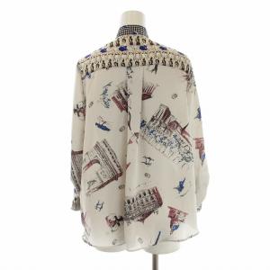 Grace Class 20SS コンビプリントブラウス シャツ ボウタイ 七分袖 ロールアップ 総柄 36 S グレー マルチカラー 0220141182