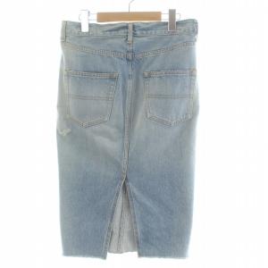 L'Appartement タイトスカート デニム ミモレ ロング ダメージ加工 ボタンフライ 36 S インディゴ