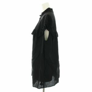 Spick&Span 21SS コットンミックスノースリーブフリルブラウス シャツ バンドカラー 黒 ブラック