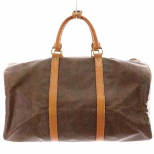 ETRO ボストンバッグ ハンドバッグ PVC レザー 南京錠 茶 ブラウン