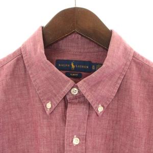 RALPH LAUREN ボタンダウンシャツ カジュアルシャツ 長袖 ロゴ刺繍 大きいサイズ XL 赤 レッド